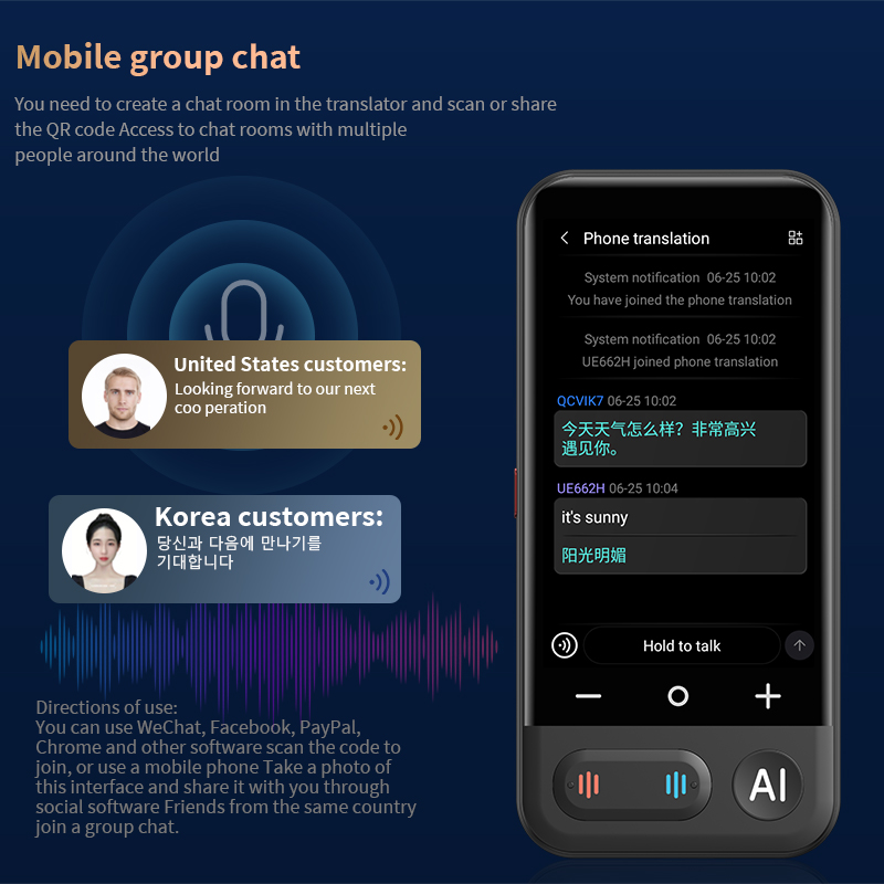 Portable Translator Device - Z16 AI Intelligente Vertaler 4,0 inch