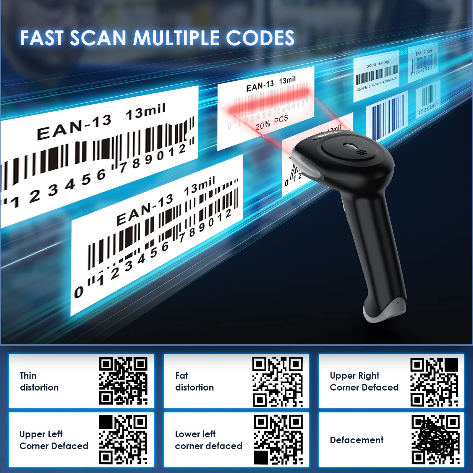 Eyoyo EY-034 2D Bluetooth Barc - Barcode Scanner Wireless recensie en prijs